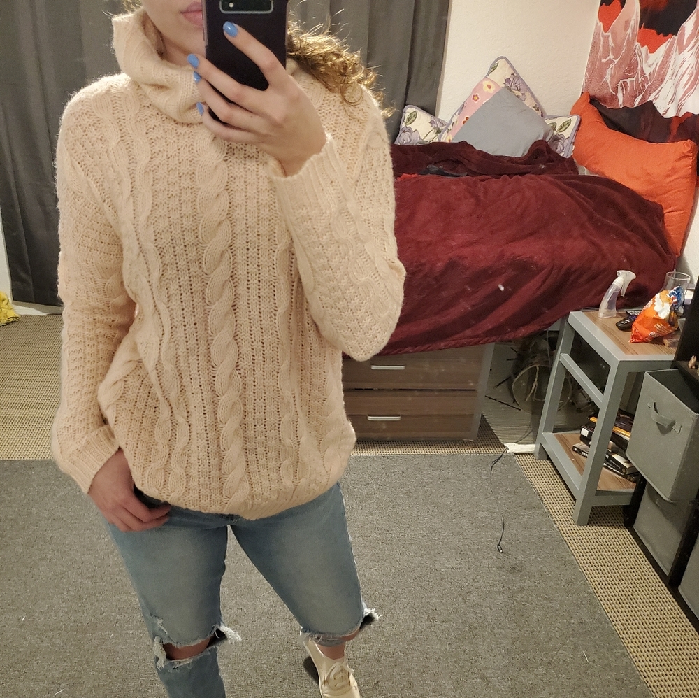 Cable Knit Turtleneck Sweater